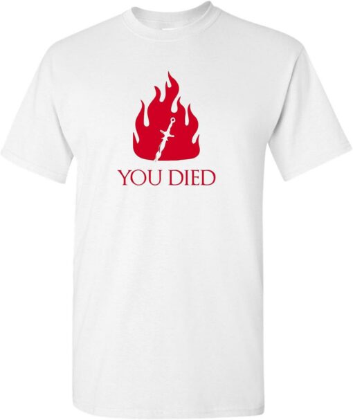 You Died T-Shirt Game Over Video Gamer Trendy Quote Vintage