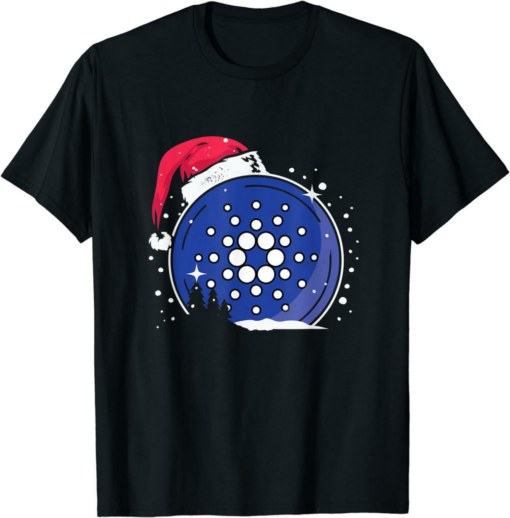 ADA Coin T-Shirt Christmas Santa Hat Cardano Hodl Crypto