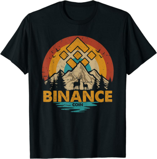 BNB Coin T-Shirt Vintage Binance Token Retro Sunset Crypto