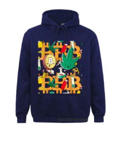 Bitcoin Merch Funny Bitcoin Weed Cartoon Art Graphic Hoodie 3
