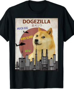 Black Doge Drone T-Shirt Dogezilla Funny Doge Meme Shiba Inu