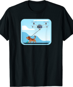 Black Doge Drone T-Shirt Funny Dog Drone Shiba Inu Funny