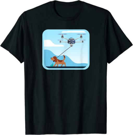 Black Doge Drone T-Shirt Funny Dog Drone Shiba Inu Funny