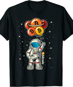 Black To The Moon T-Shirt Bitcoin Astronaut Btc Blockchain