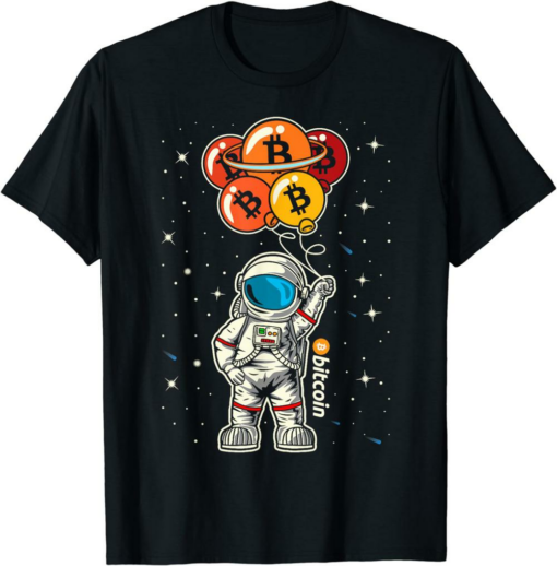 Black To The Moon T-Shirt Bitcoin Astronaut Btc Blockchain