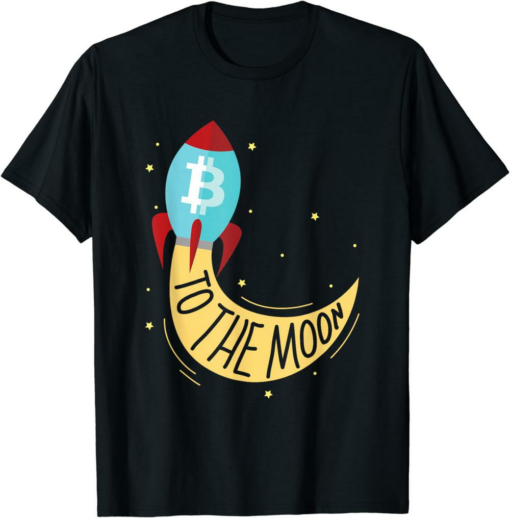 Black To The Moon T-Shirt Bitcoin Btc Crypto Rocket