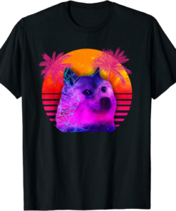 Doge Coin T-Shirt 80s Retro Hodl To the Moon Funny Crypto