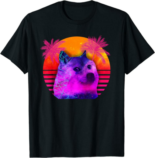 Doge Coin T-Shirt 80s Retro Hodl To the Moon Funny Crypto