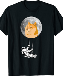 Doge Coin T-Shirt Astronaut Swinging Crypto To The Moon