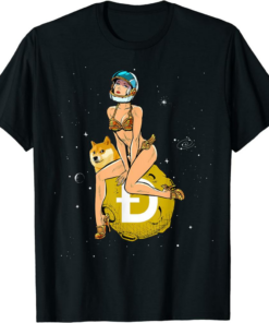 Doge Coin T-Shirt Cryptocurrency Pinup Girl Hodling Crypto