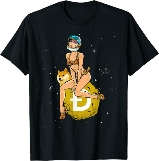 Doge Coin T-Shirt Cryptocurrency Pinup Girl Hodling Crypto
