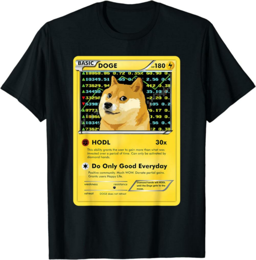 Doge Coin T-Shirt Funny Dogecoin Doge HODL Card Crypto