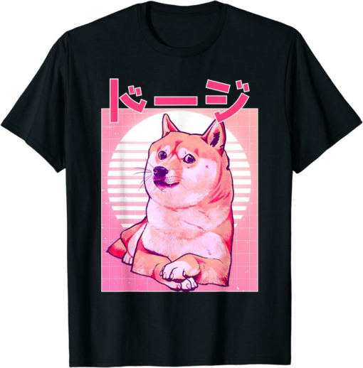 Doge Coin T-Shirt Kawaii Anime Japanese Vaporwave Retro