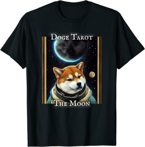 Doge Coin T-Shirt Tarot The Moon Shiba Inu HODL Space Witch