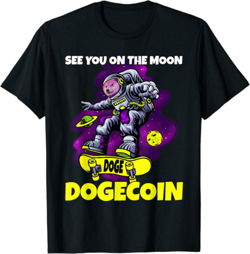 Doge Coin T-Shirt To The Moon Funny HODL Cryptocurrency