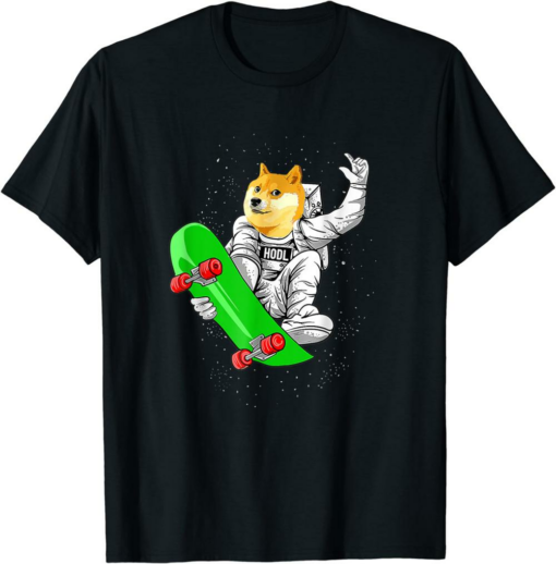 Doge Coin T-Shirt To The Moon Skateboard HODL Crypto