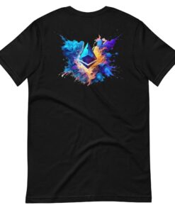 Ethereum Line Design T-Shirt Explosion Colorful Wings