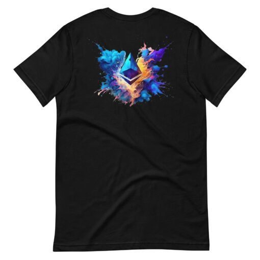 Ethereum Line Design T-Shirt Explosion Colorful Wings