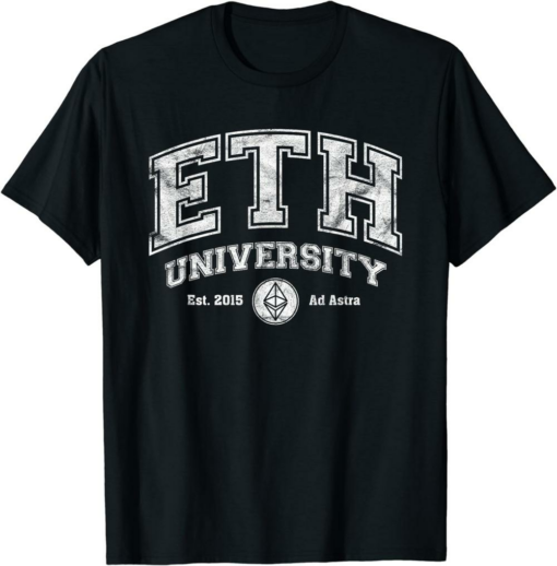 Ethereum Reflection T-Shirt Eth University Distressed