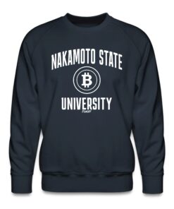 Nakamoto State University White Bitcoin Crewneck Sweatshirt 3