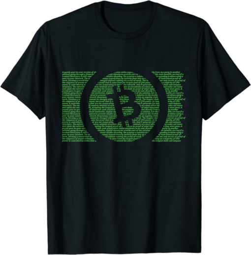 Satoshi T-Shirt Bitcoin Cash Satoshi Nakamoto Whitepaper