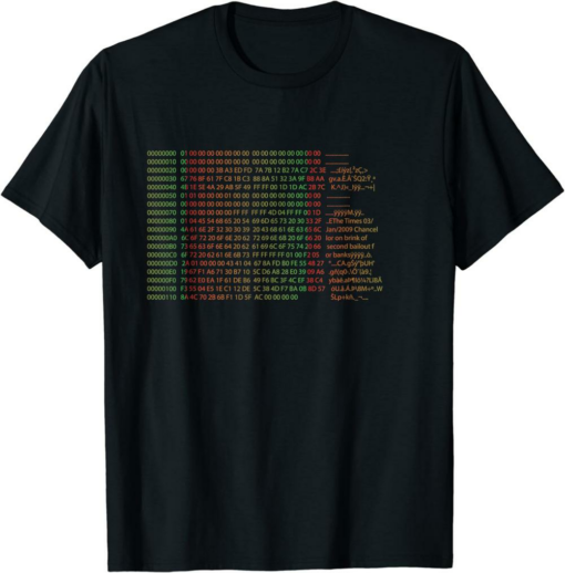 Satoshi T-Shirt Bitcoin Genesis Block Crypto