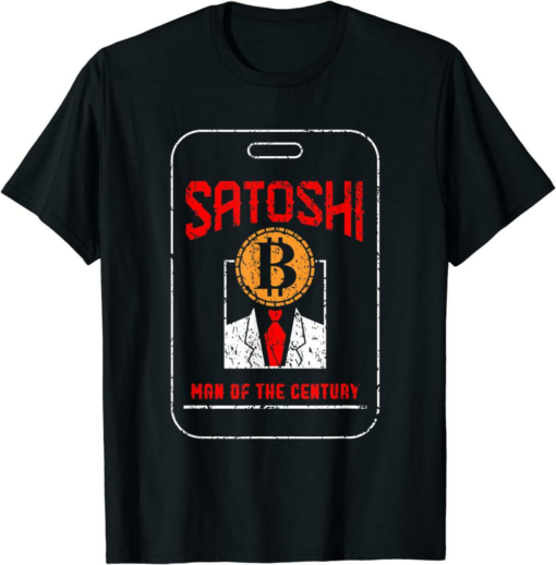 Satoshi T-Shirt Bitcoin Man Of Century BTC Cryptocurrency