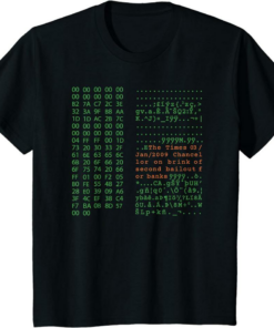 Satoshi T-Shirt Bitcoin Nakamoto Genesis Block