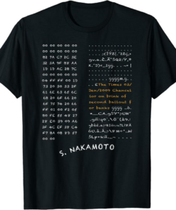 Satoshi T-Shirt Genesis Block Bitcoin Satoshi Nakamoto