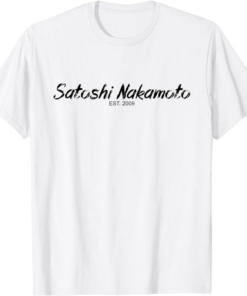 Satoshi T-Shirt Nakamoto Designer Bitcoin Est 2009
