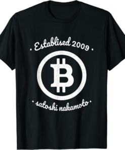 Satoshi T-Shirt Vintage Bitcoin Est 2009 Nakamoto