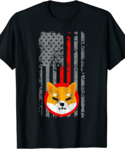 Shiba Inu Coin T-Shirt USA Flag Distressed Digital Currency