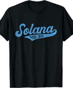 Solana Blockchain T-Shirt Retro SOL Script Bold Font Crypto
