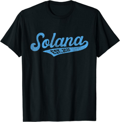 Solana Blockchain T-Shirt Retro SOL Script Bold Font Crypto