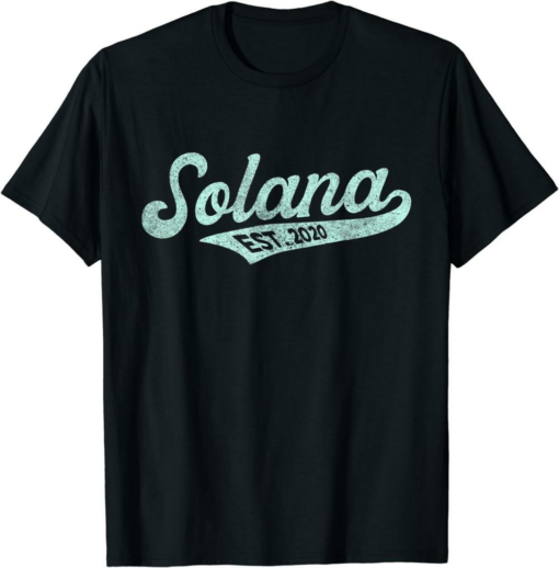 Solana Blockchain T-Shirt SOL Script Bold Font Retro Vintage