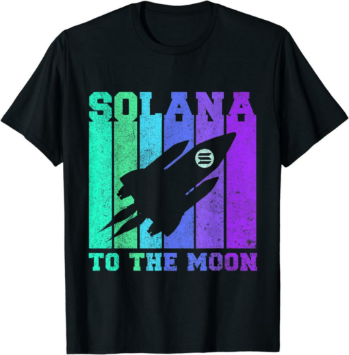 Solana Blockchain T-Shirt To The Moon SOL Crypto Coin