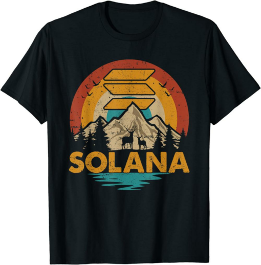 Solana Blockchain T-Shirt Vintage Sol Token Retro Sunset