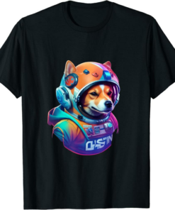 White Astrodoge T-Shirt Astro Dog Floating In Space Theme