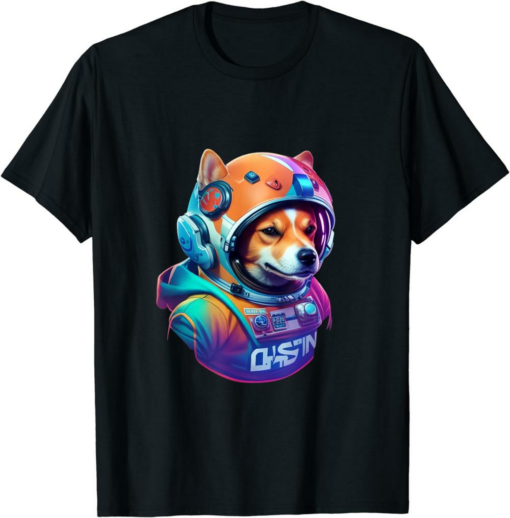 White Astrodoge T-Shirt Astro Dog Floating In Space Theme