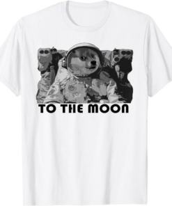 White Astrodoge T-Shirt Dogecoin Floating In Space Theme