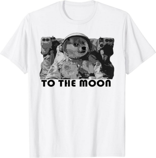 White Astrodoge T-Shirt Dogecoin Floating In Space Theme