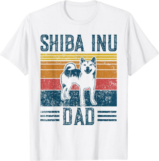 White Doge T-Shirt Crypto Doge Papa Vintage Shiba Inu Dad