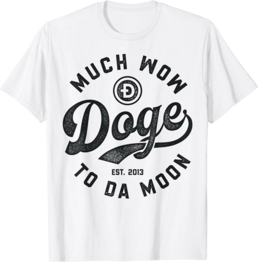 White Doge T-Shirt Dogecoin To Da Moon Vintage Meme