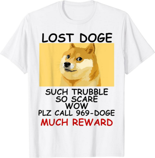 White Doge T-Shirt Very Lost Doge Funny Doge Meme