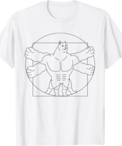 White Doge T-Shirt Vitruvian Swole Doge Buff Da Vinci