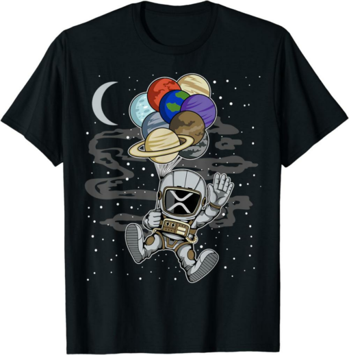 XRP Coin T-Shirt Astronaut Waving Ripple To The Moon