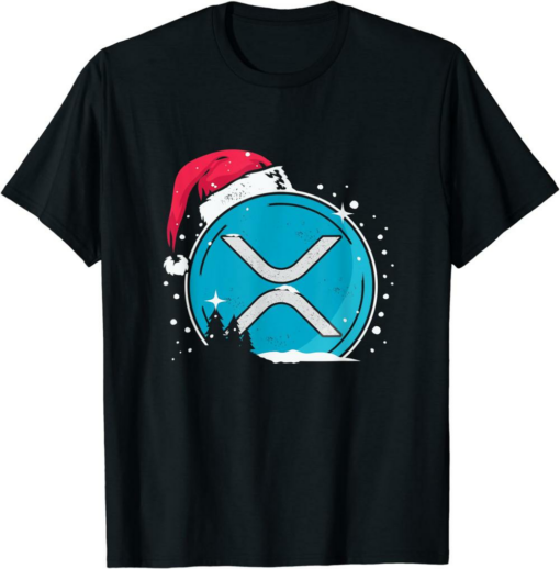 XRP Coin T-Shirt Christmas Santa Hat Ripple Hodl Crypto