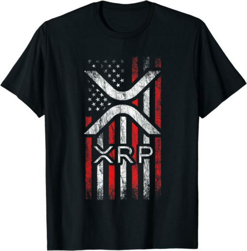 XRP Coin T-Shirt Crypto Currency American Flag