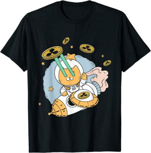 XRP Coin T-Shirt Laser Eyes Ripple Cat Rocket Moon