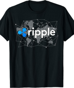 XRP Coin T-Shirt Ripple Logo Crypto Trader World Map